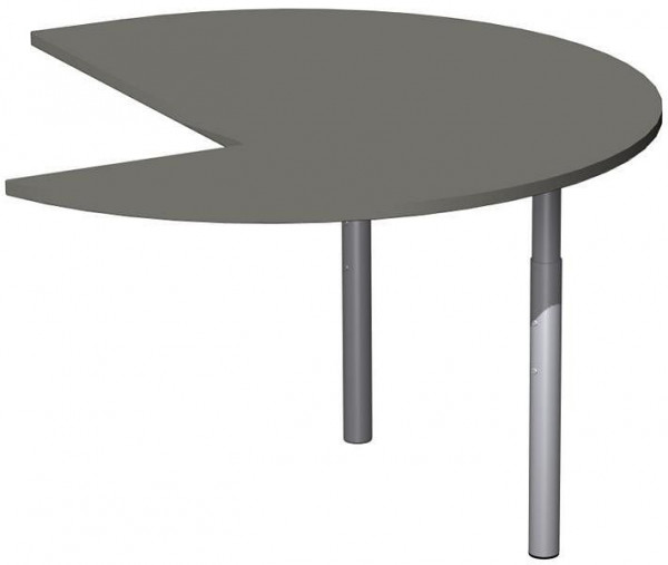 table d'appoint geramöbel trois quarts de cercle gauche avec pieds de support, réglable en hauteur, 1200x1200x680-820, graphite/argent, N-657011-GS