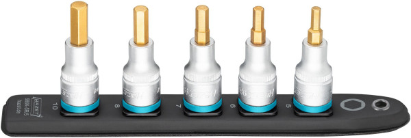 Hazet SmartRail, carré creux 12,5 mm (1/2 pouce), profil à six pans creux, nombre d'outils : 5, 5-10, 986K-SR/5