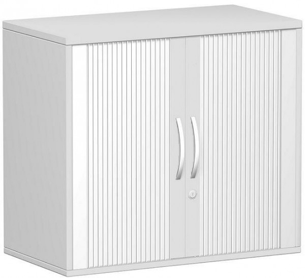 geramöbel armoire à volets roulants croisés, panneau supérieur 25 mm, avec pieds réglables, verrouillable, 800x425x720, argent/gris clair, S-381110-SL