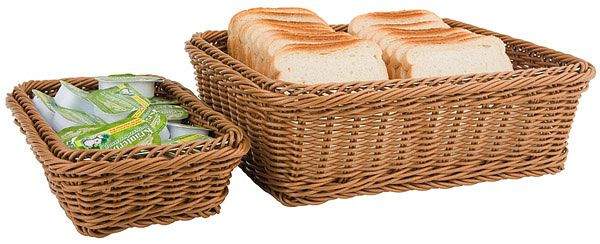 Panier APS GN 1/2, 32,5 x 26,5 cm, hauteur : 6,5 cm, polypropylène, marron clair, avec fil en acier inoxydable dans le bord, 40262