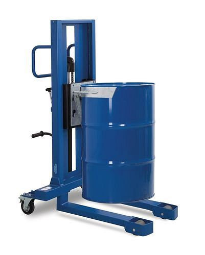 Lève-fûts DENIOS Servo FL 8-K en acier, châssis étroit, pour fûts en acier de 200 litres, 138-379