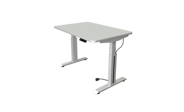 Table assis/debout Kerkmann L 1200 x P 800 mm, réglable en hauteur électriquement de 640 à 1290 mm, gris clair, 10010411