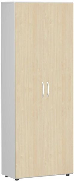armoire à double porte geramöbel avec pieds, amortisseur de porte inclus, non verrouillable, 800x420x2160, érable/gris clair, S-386002-AL