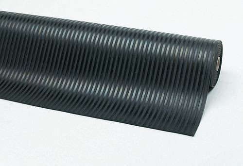Tapis antidérapant en caoutchouc DENIOS avec grands verres, 120 cm x 10 m, noir, 165-096
