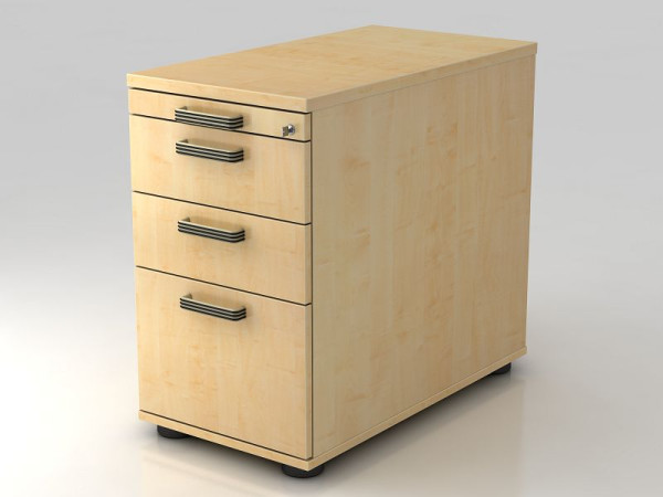 Conteneur sur pied Hammerbacher 80cm, 2 tiroirs, 1 HR, serrure, poignée bande d'érable, 42,8x72-76x80 cm, 1/3/3/6 HE, VSC40/3/3/SG