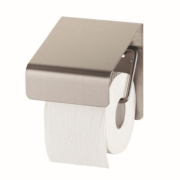 Porte-papier toilette Air Wolf, série Omicron II, H x L x P : 150 x 130 x 130 mm, acier inoxydable brossé, 35-712
