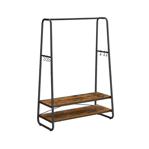 VASAGLE portant à vêtements avec 2 étagères vintage marron-noir, RGR112B01