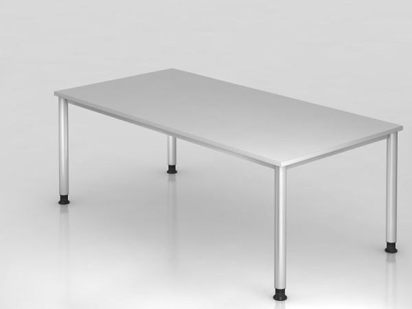 Bureau Hammerbacher 4 pieds rond 200x100cm gris/argent, forme rectangulaire, VHS2E/5/S