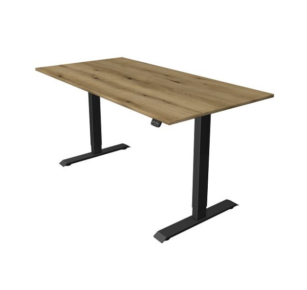 Table assise/debout Kerkmann L 1600 x P 800 mm, réglable en hauteur électriquement de 740 à 1230 mm, chêne, 10181555