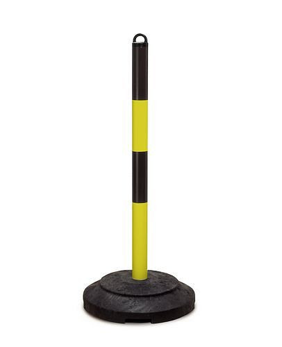 Support d'avertissement de chaîne lourde DENIOS, noir/jaune, pied recyclé, H 1000 mm, 236-898