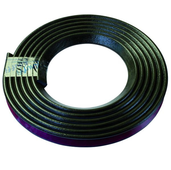Protection d'angle Knuffi, profil d'avertissement et de protection type E, bois foncé, 5 mètres, PE-100521