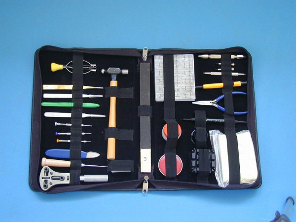 Berger & Schröter set d'outils pour montres professionnelles 28 pcs. Dans étui en cuir noir, 60263