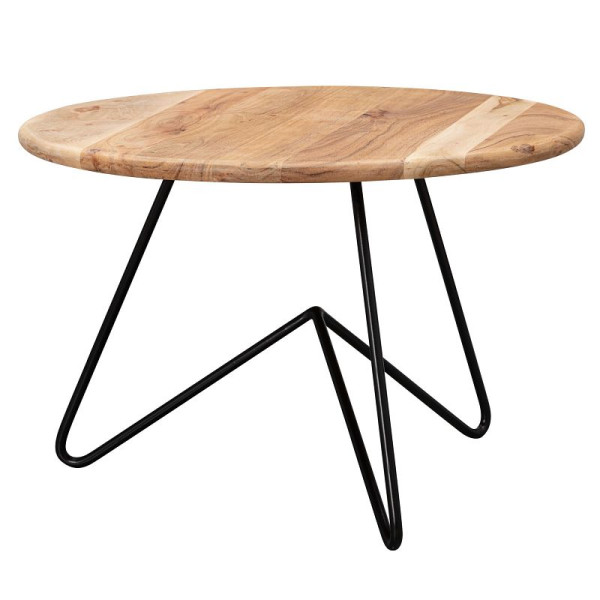 Table basse Wohnling 60x39,5x60 cm bois d'acacia massif / métal, WL5.956