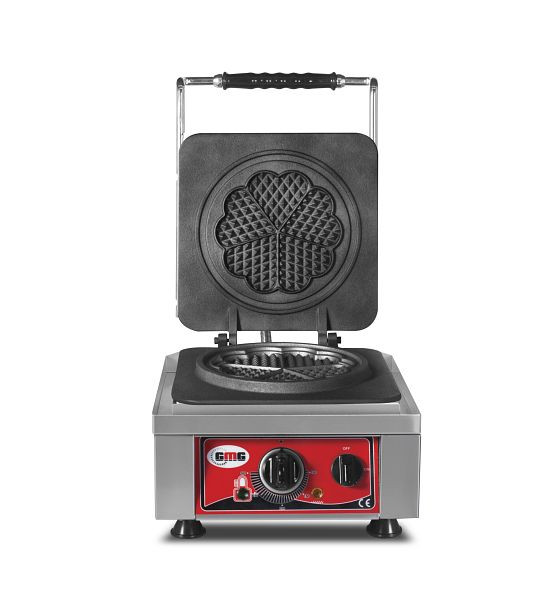 Gaufrier GMG Amore-M, 1x Ø 17 cm, 50° à 300°C, plaque de cuisson fixe en fonte, canal de récupération des graisses sur tout le pourtour, boîtier en acier inoxydable, KGW-01M