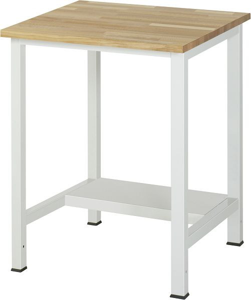 Table de travail RAU série 900, L750 x P800 x H825 mm, plan de travail en hêtre massif, épaisseur 25 mm, avec étagère en bas, profondeur 320 mm, 03-900-3-B25-07.12