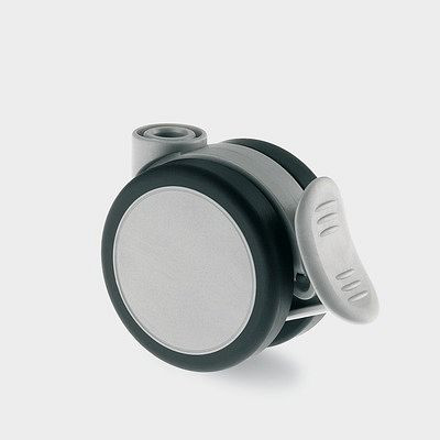 Roulette pivotante TENTE-ROLLEN avec frein, roue Ø 65 mm, capacité de charge 50 kg, hauteur 68 mm, A 87 Shore, couleur : ALU, 5925UJI065L51-10 DOM23 ALU