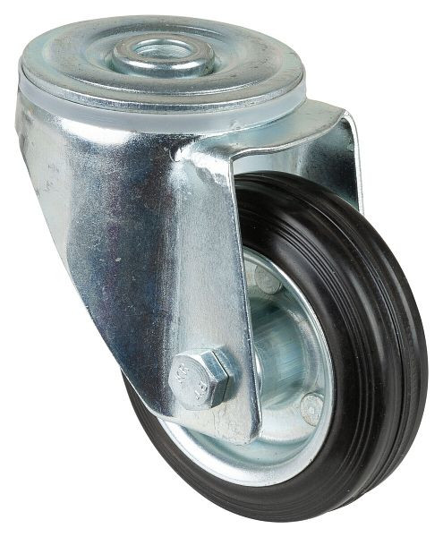 Rouleau de transport BS rollers, largeur de roue 30 mm, roue Ø 80 mm, capacité de charge 50 kg, bande de roulement en caoutchouc noir, roulement à rouleaux, lot de 4, L101.B55.080