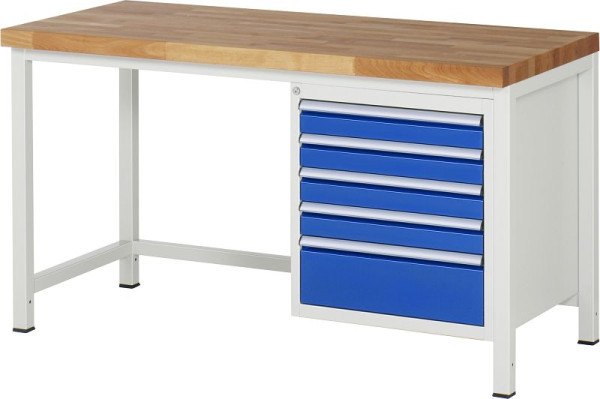 Etabli RAU série 8000 - modèle 8168, L1500 x P700 x H840-1040 mm, base système L1495 x P650 x H800-1000 mm, 03-8168A1-157B4H.11