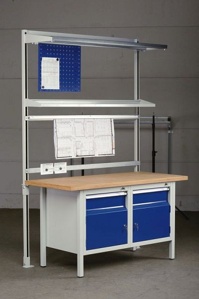 Châssis de base KLW pour établi et fixation au sol type 4 en version sur pied, 2250 x 750 mm H x L, avec fixation supplémentaire pour établi, AB04C-GRU-0750-2250