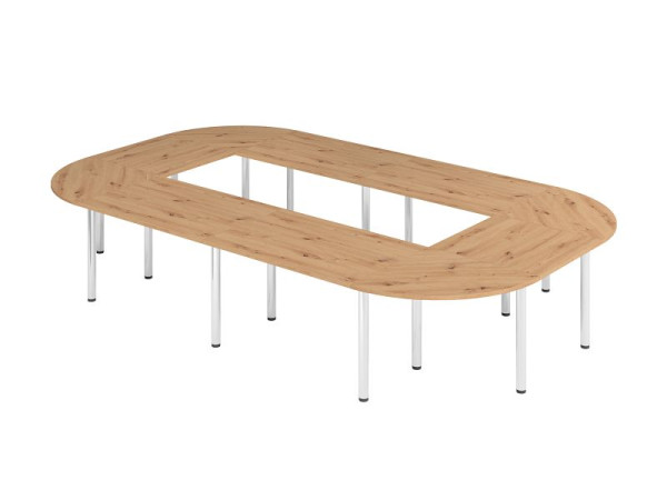 Set de table Hammerbacher K5, plateau : chêne noueux, composé de : 4 x VKP12, 2 x VKP08, 4 x VKP91, 16 x VSTFK en chrome, VSETK5/R/C