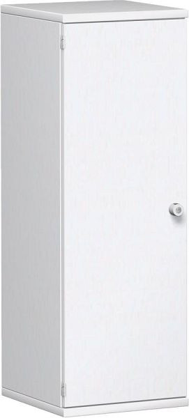 geramöbel armoire à portes battantes 2 étagères décoratives, verrouillable, serrure à droite, 400x425x1152, blanc/blanc, N-10DR304-WW
