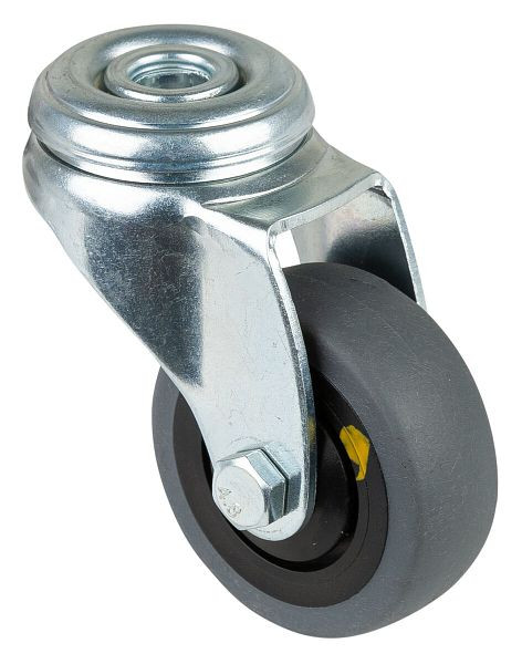 Rouleau d'appareil BS rollers, largeur 18 mm, Ø50 mm, jusqu'à 50 kg, bande de roulement en caoutchouc gris, conducteur d'électricité, roulements à billes, lot de 4, A301.A89.050