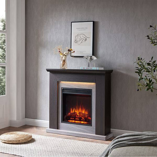 Cheminée Électrique Pandora CrownFlame 2000W Couleur: Brun Foncé EF374A-MT374B-EO