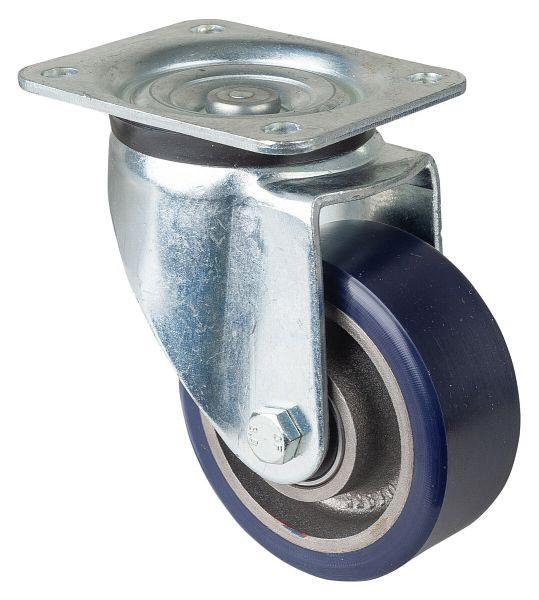 Roulettes BS Roulette robuste, largeur de roue 50 mm, Ø roue 125 mm, capacité de charge 400 kg, bande de roulement polyuréthane moulé 78 Shore A, fonte, roulements à billes, L600.C11.125
