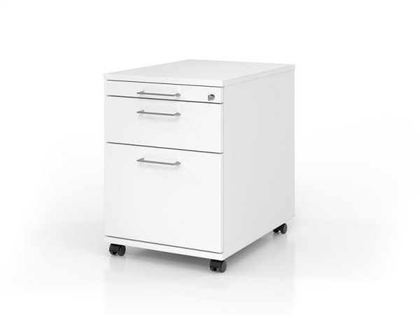Conteneur roulant Hammerbacher AC20 BS, profondeur 58, corps : blanc / façade : blanc, 42,8 x 58 x 59 cm, 1/3/6 HE, VAC20/W/W/BS