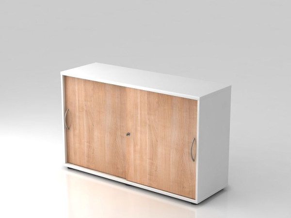 Armoire à portes coulissantes Hammerbacher 2OH 120 cm poignée arquée blanc/noyer, 120x40x74,8 cm (LxPxH), V1752S/W/N/BM