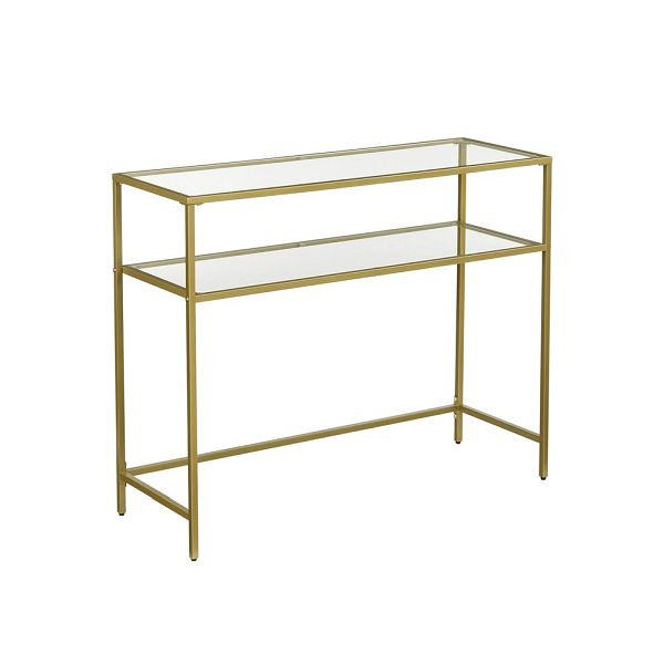 Table console VASAGLE avec 2 étagères or, LGT025A01