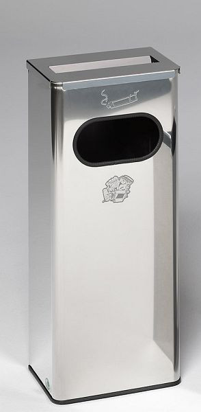 VAR cendrier / poubelle 32 litres, cendrier et couvercle inox, poli, inox, poli, 28738