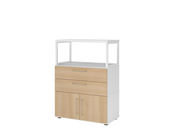 Armoire combinée Hammerbacher, 3OH, blanc/chêne, VFW38K1RG/W/E/BS