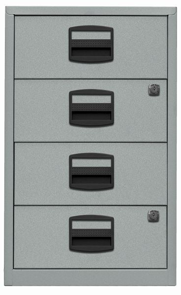 Armoire latérale Bisley PFA, 4 tiroirs universels, argent, PFA4S355