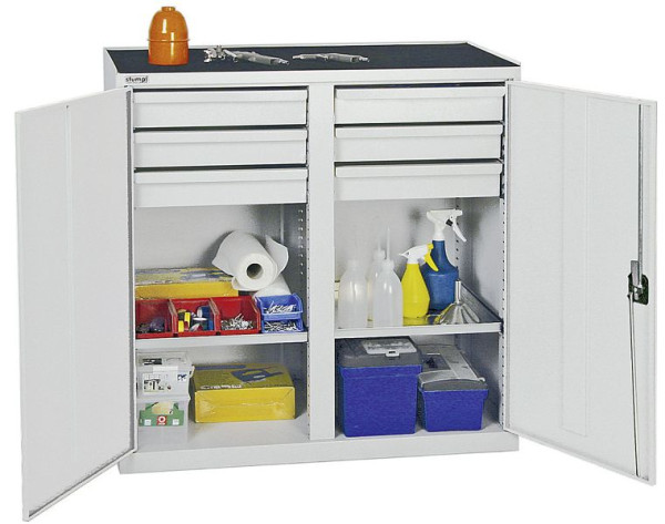 armoire à outils et matériaux contondants série 2000, 7035/7035, 6 tiroirs, cloison centrale, 2 étagères, 2002607