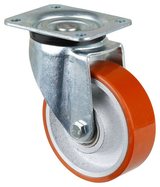 Roues BS Roulette robuste, largeur de roue 50 mm, Ø roue 150 mm, capacité de charge 800 kg, polyuréthane coulé 95 Shore A, corps de roue en fonte, roulement à billes, L600.C10.150