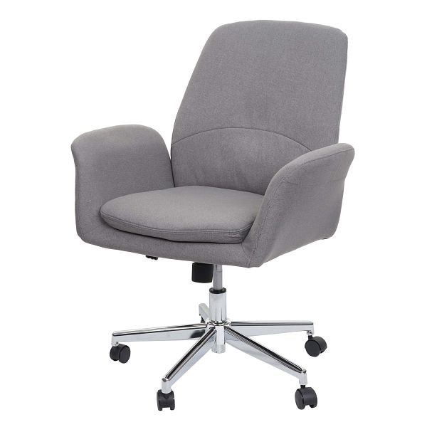 Chaise de bureau Mendler HWC-K23, chaise de bureau, chaise pivotante, fauteuil, tissu/textile avec accoudoirs, gris, 89592