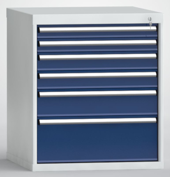 Armoire à tiroirs KLW H : 850 mm L : 725 mm P : 750 mm, dimensions d'installation : 750 mm Division : 36x36 unités, avec 6 tiroirs, SGB0850-06NP-009