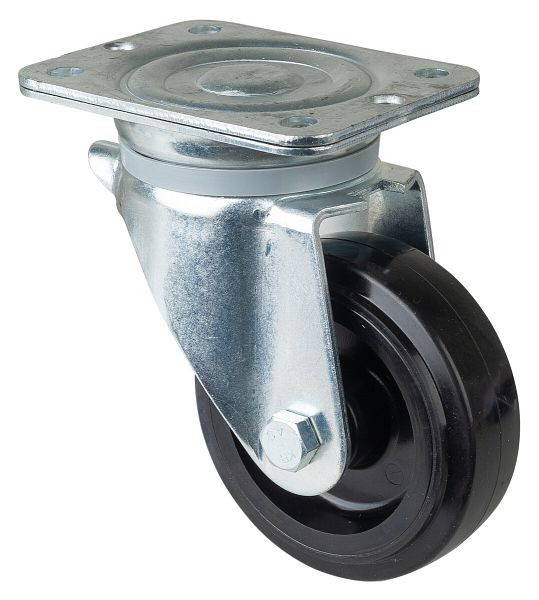 Roulette robuste BS Wheels, largeur de roue 45 mm, Ø roue 125 mm, capacité de charge 140 kg, bandages élastiques noirs, corps de roue en plastique, roulement à rouleaux, N100.B60.125