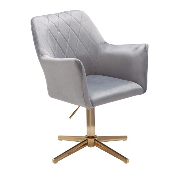Wohnling Design Chaise Pivotante en Velours Gris Clair Pivotant sans Roues avec Accoudoir, WL6.305