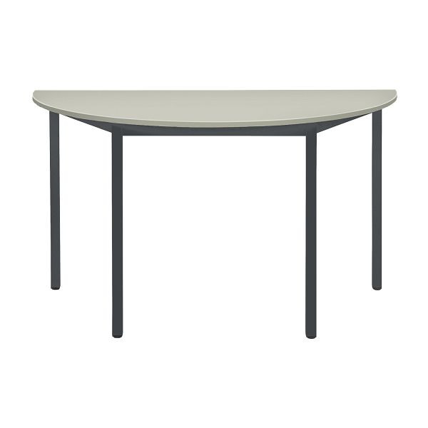 Table polyvalente Bisley MULTI Desking, demi-ronde 19 mm, décor G gris, structure gris anthracite, H 740 x L 1400 x P 700 mm, MTH1407G334