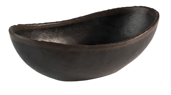 Bol APS -MARONE-, 22 x 13 cm, hauteur : 7,5 cm, mélamine, noir, avec bord marron, 0,6 litre, 84732