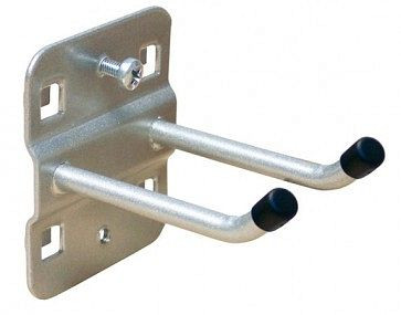 Porte-outil ADB, coudé à 45°, double avec extrémité de crochet inclinée, adapté aux trous Euro (10x10mm/38x38mm), Ø : 6mm, couleur : aluminium, RAL 9006, 50mm, 23122