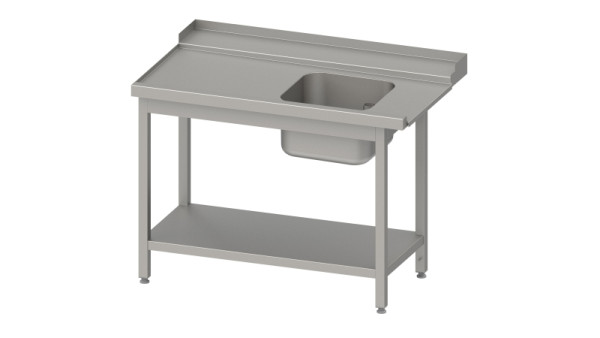 Table d'alimentation Stalgast "Pro", guide panier avec pente, base et bassin 1500x750x880mm, montage côté gauche, relevé, soudé, VZL15711LA