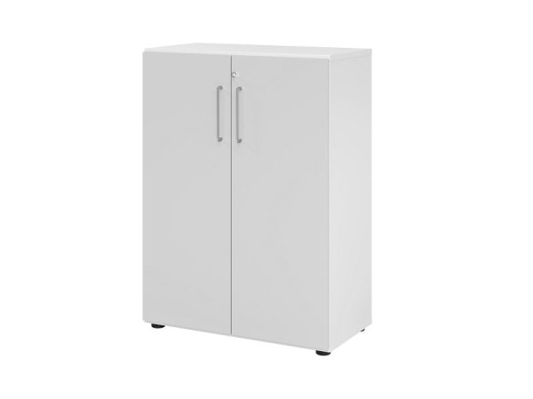 Armoire Hammerbacher 938T3, 3 OH, corps : blanc / façade : gris, 80x41,7x110 cm (LxPxH), serrure arrière, poignée en métal BS, V938T3/W/5/BS