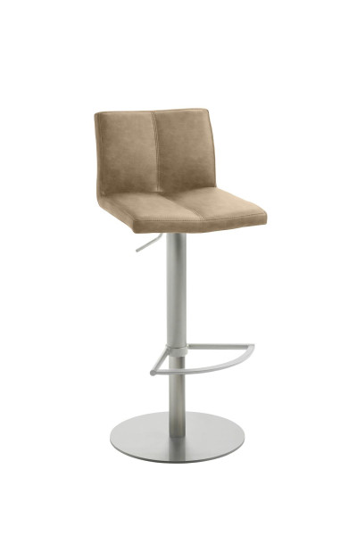 Mayer Sitzmöbel , structure en acier inoxydable, coque d'assise rembourrée avec surpiqûres, plaque de base ronde, beige, 1385_44_26478