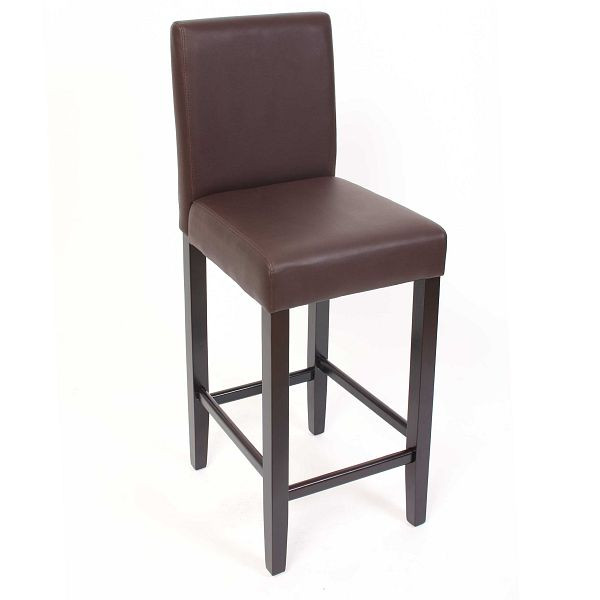 Mendler - Lot de 2 tabourets de bar M37 simili cuir, marron, pieds foncés, 22285
