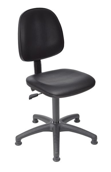 Chaise de travail Lotz, assise/dossier similicuir noir (rembourrage large du dossier), piètement en plastique, patins, hauteur d'assise 420-620 mm, 6162.07
