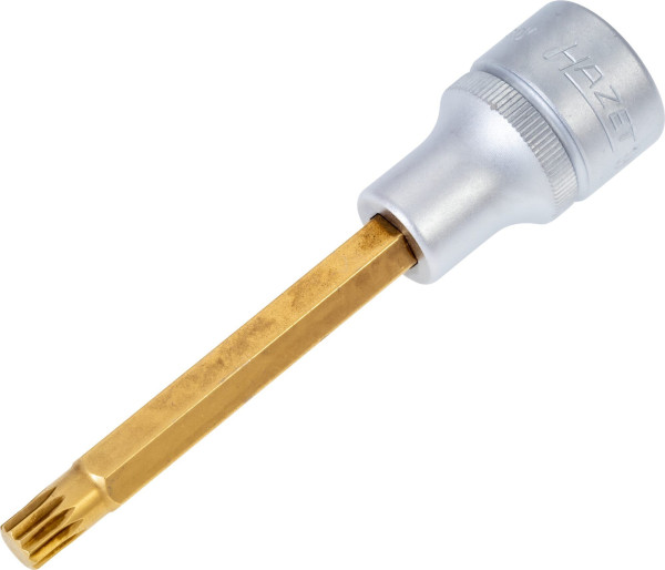 Douille tournevis Hazet, carré creux 12,5 mm, profil multident interne XZN, M8, version longue avec moletage, 990LG-8
