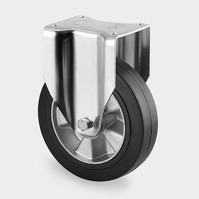 Roulette fixe TENTE-ROLLEN, roue Ø 160 mm, capacité de charge 350 kg, hauteur de construction 200 mm, A 67 Shore, 4688IEP160P63